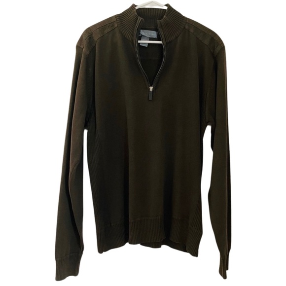 OSCAR DE LA RENTA Men’s Olive Green Quarter Zip Sweater - Picture 1 of 14
